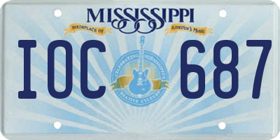 MS license plate IOC687
