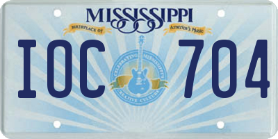 MS license plate IOC704