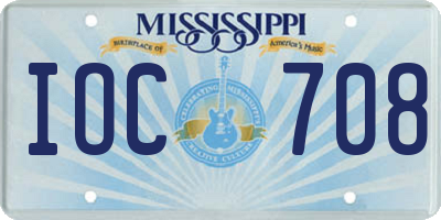 MS license plate IOC708