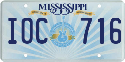 MS license plate IOC716