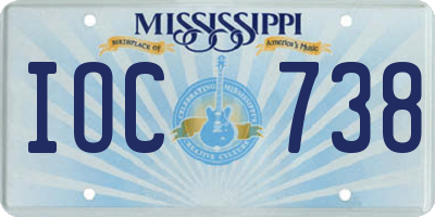 MS license plate IOC738