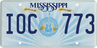 MS license plate IOC773