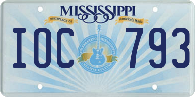 MS license plate IOC793