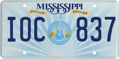 MS license plate IOC837
