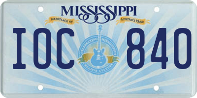 MS license plate IOC840