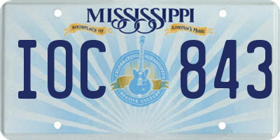 MS license plate IOC843