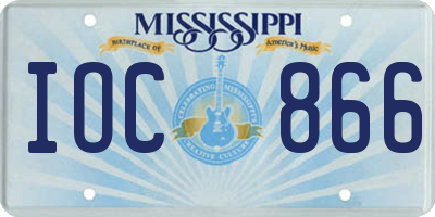 MS license plate IOC866