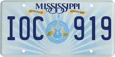 MS license plate IOC919