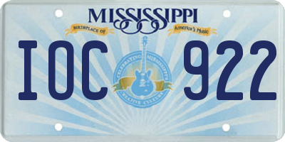 MS license plate IOC922