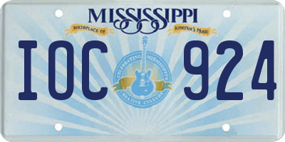 MS license plate IOC924