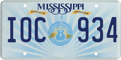 MS license plate IOC934