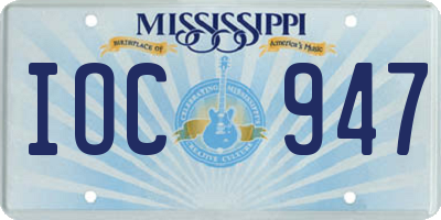 MS license plate IOC947