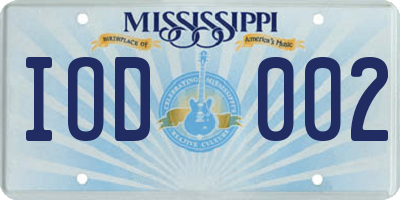 MS license plate IOD002