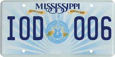 MS license plate IOD006