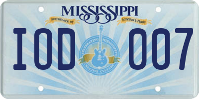 MS license plate IOD007