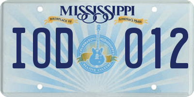 MS license plate IOD012