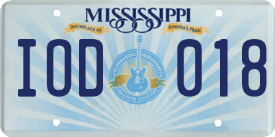 MS license plate IOD018