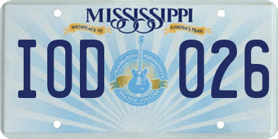 MS license plate IOD026