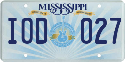 MS license plate IOD027