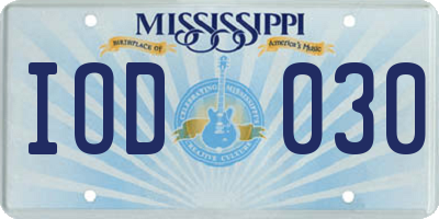 MS license plate IOD030