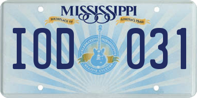 MS license plate IOD031