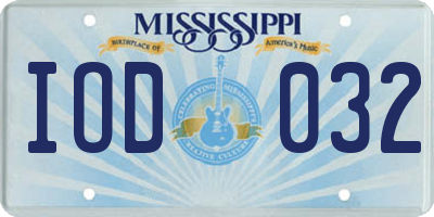 MS license plate IOD032