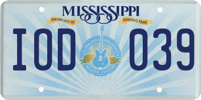 MS license plate IOD039