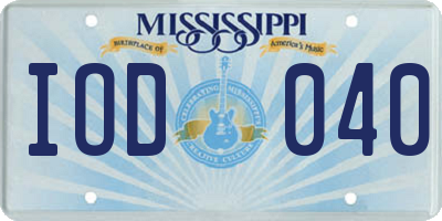 MS license plate IOD040