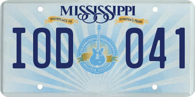 MS license plate IOD041