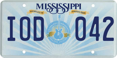 MS license plate IOD042