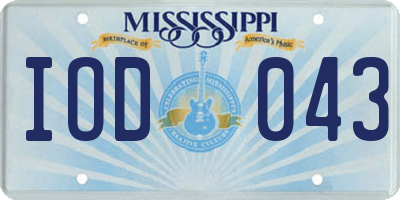 MS license plate IOD043