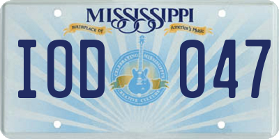 MS license plate IOD047