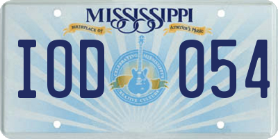 MS license plate IOD054