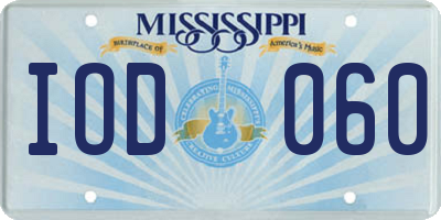 MS license plate IOD060