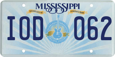 MS license plate IOD062