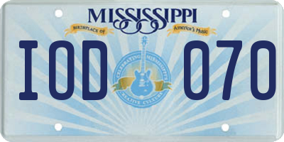 MS license plate IOD070