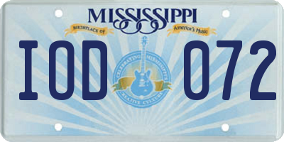 MS license plate IOD072