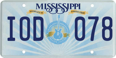 MS license plate IOD078