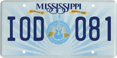 MS license plate IOD081
