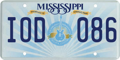 MS license plate IOD086