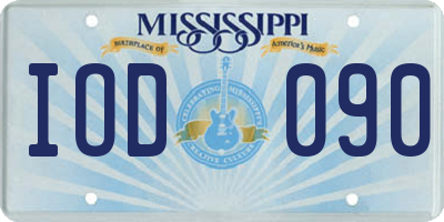 MS license plate IOD090