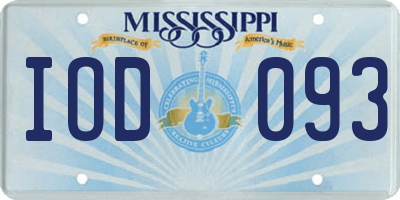 MS license plate IOD093