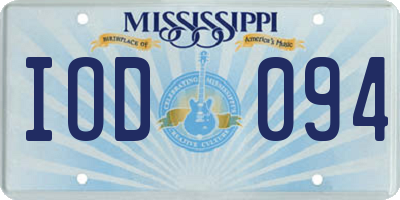 MS license plate IOD094