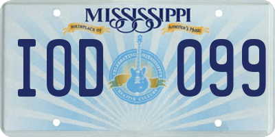 MS license plate IOD099