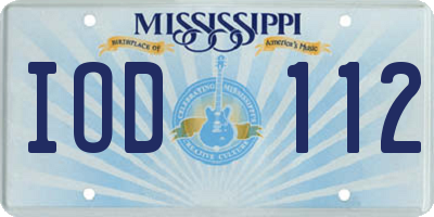 MS license plate IOD112