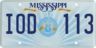 MS license plate IOD113