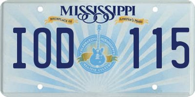 MS license plate IOD115
