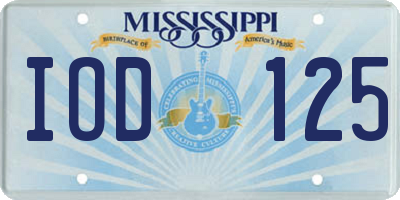 MS license plate IOD125