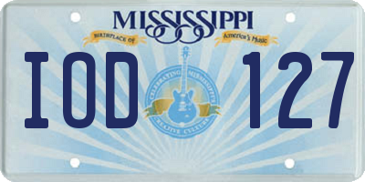 MS license plate IOD127