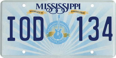 MS license plate IOD134
